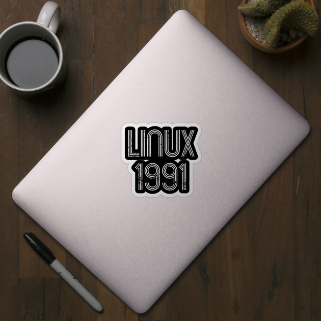 Linux 1991 - Cool Distressed Design for Free Software Geeks by geeksta